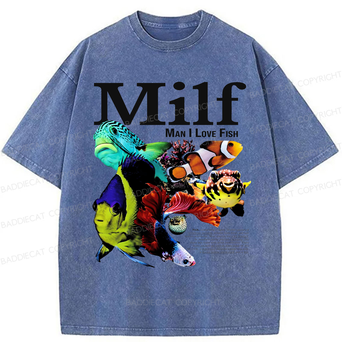 Baddiecat Man I Love Fish Washed T-shirt