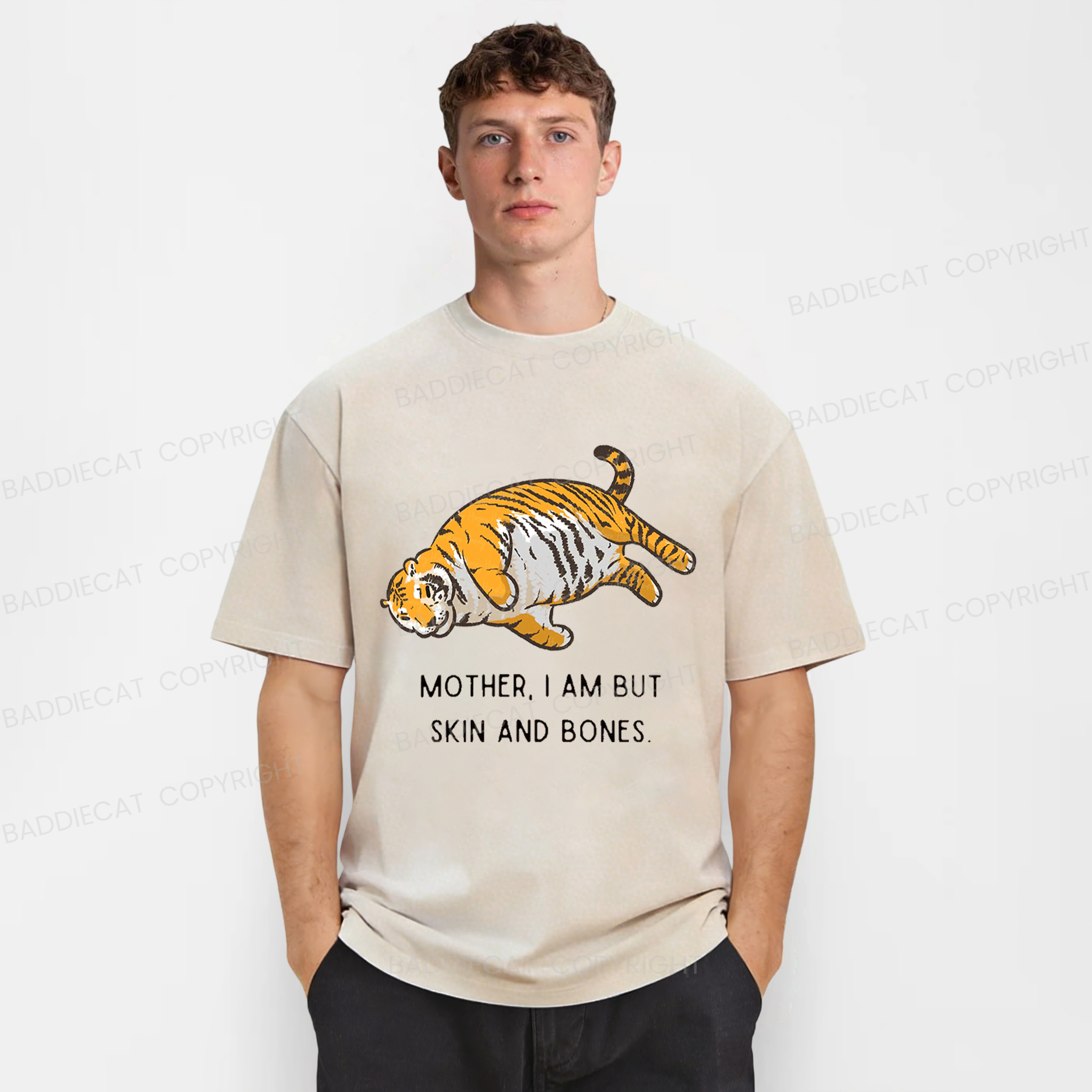 Baddiecat Overweight Tiger And Its Doting Owner Washed T-shirt
