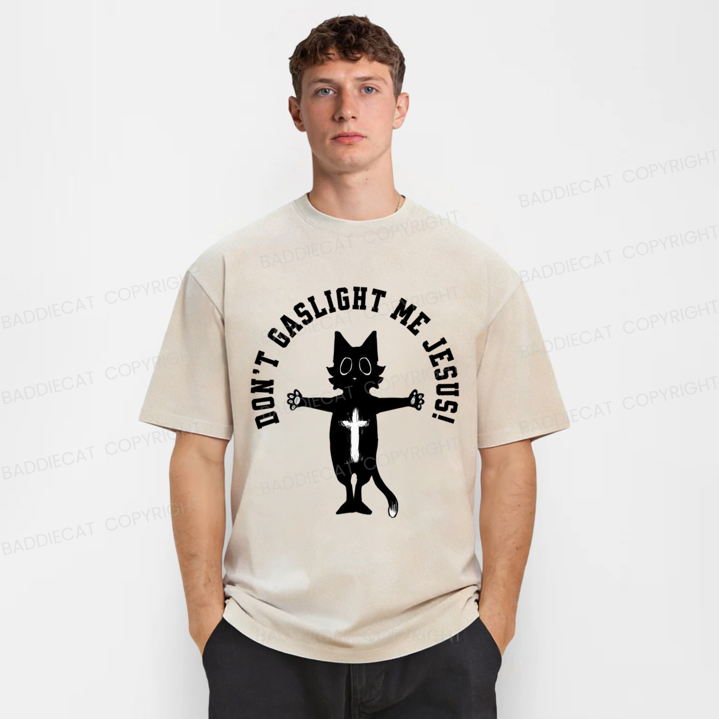 Baddiecat Spiritual Cat Washed T-shirt