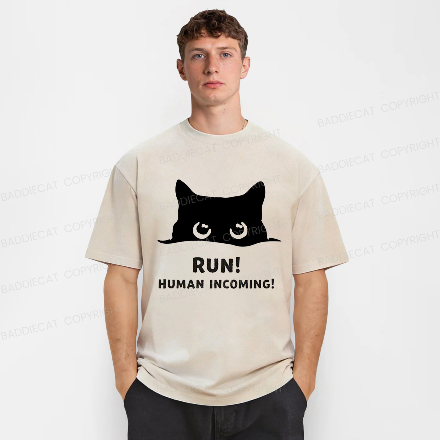 Baddiecat Timid kitten Washed T-shirt