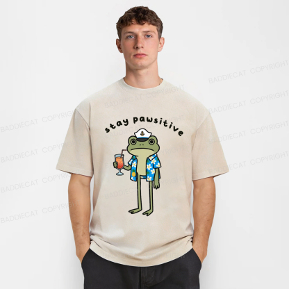 Baddiecat Optimistic Frog Washed T-shirt