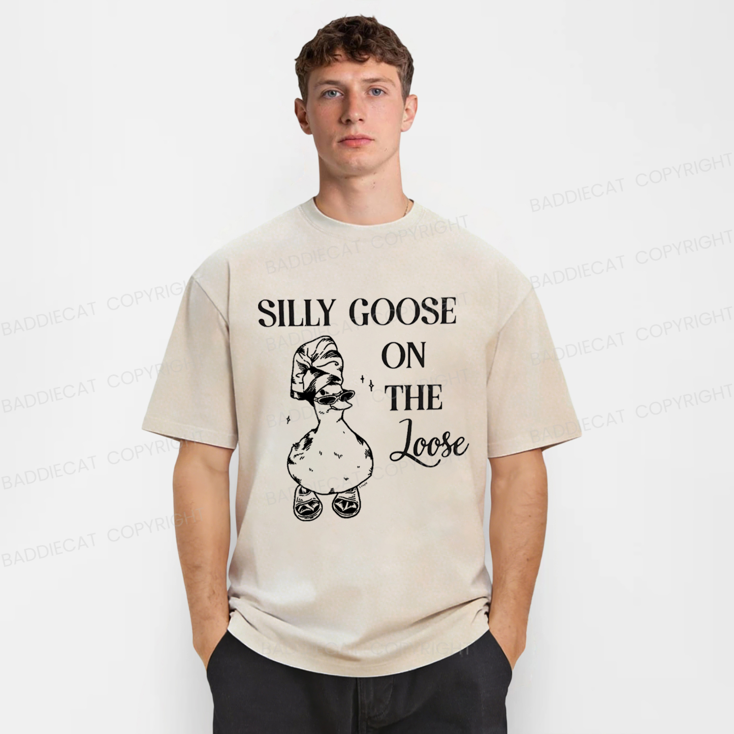 Baddiecat Silly Goose On The Loose Washed T-shirt