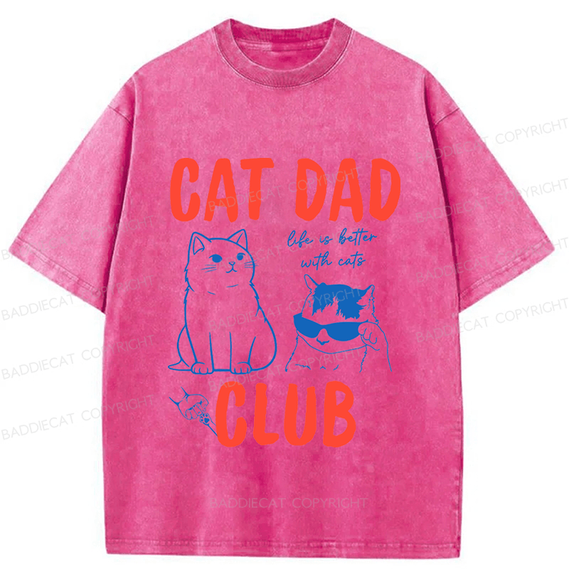 Baddiecat Cat Dad Club Washed T-shirt