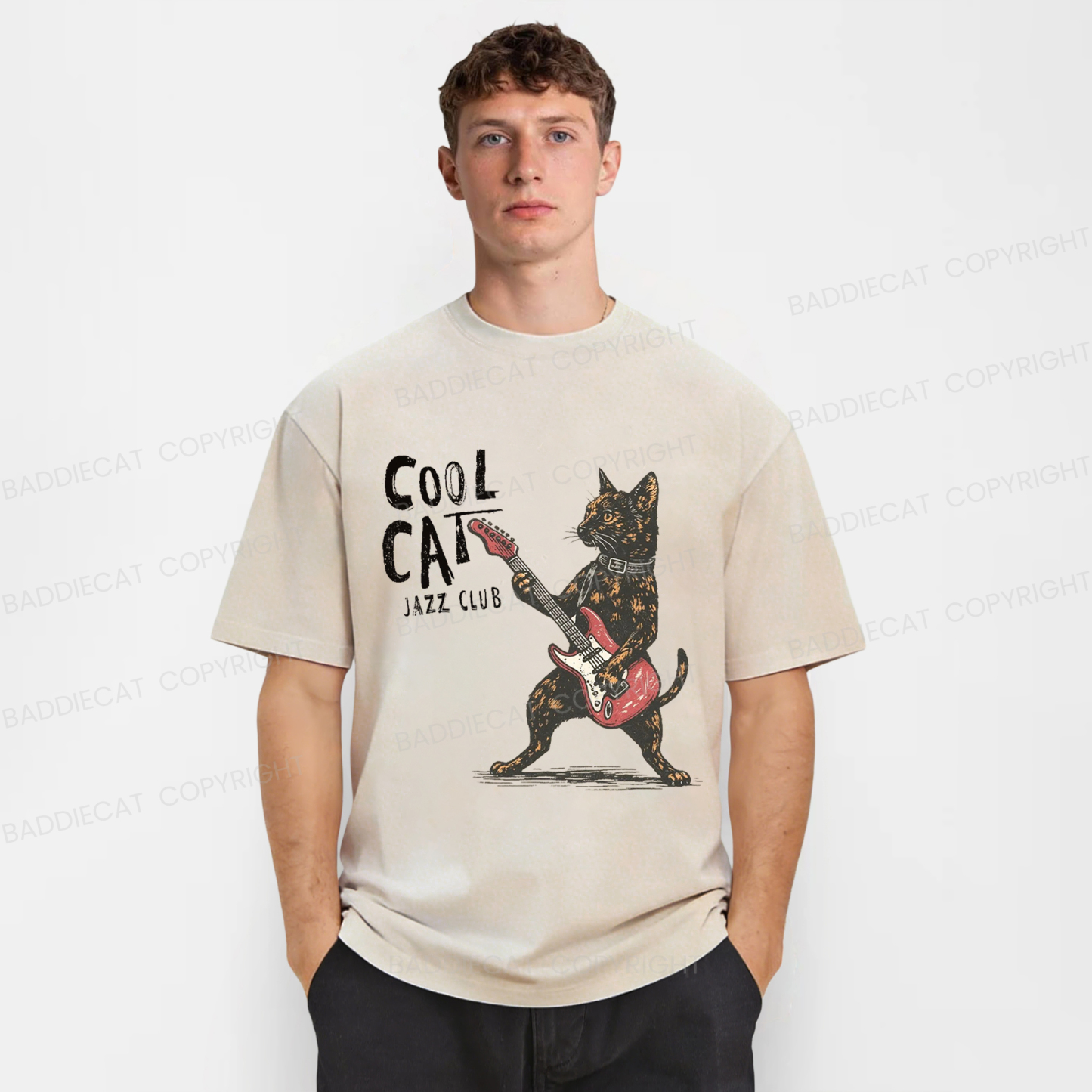 Baddiecat Cool Cat Band Washed T-shirt