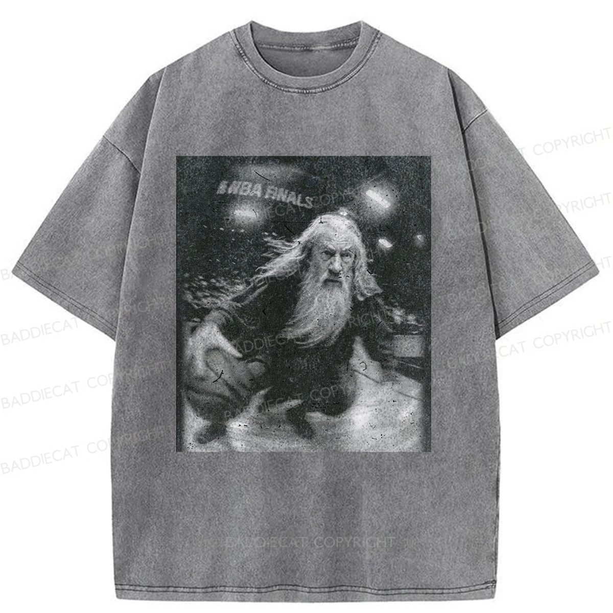 Baddiecat Funny Wizard Comfort Washed T-shirt