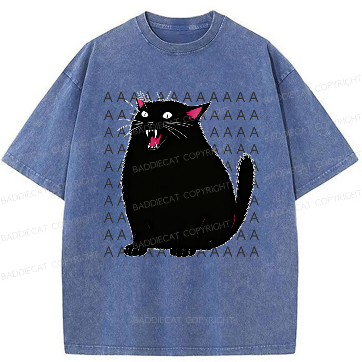 Baddiecat Screaming Cat Washed T-shirt