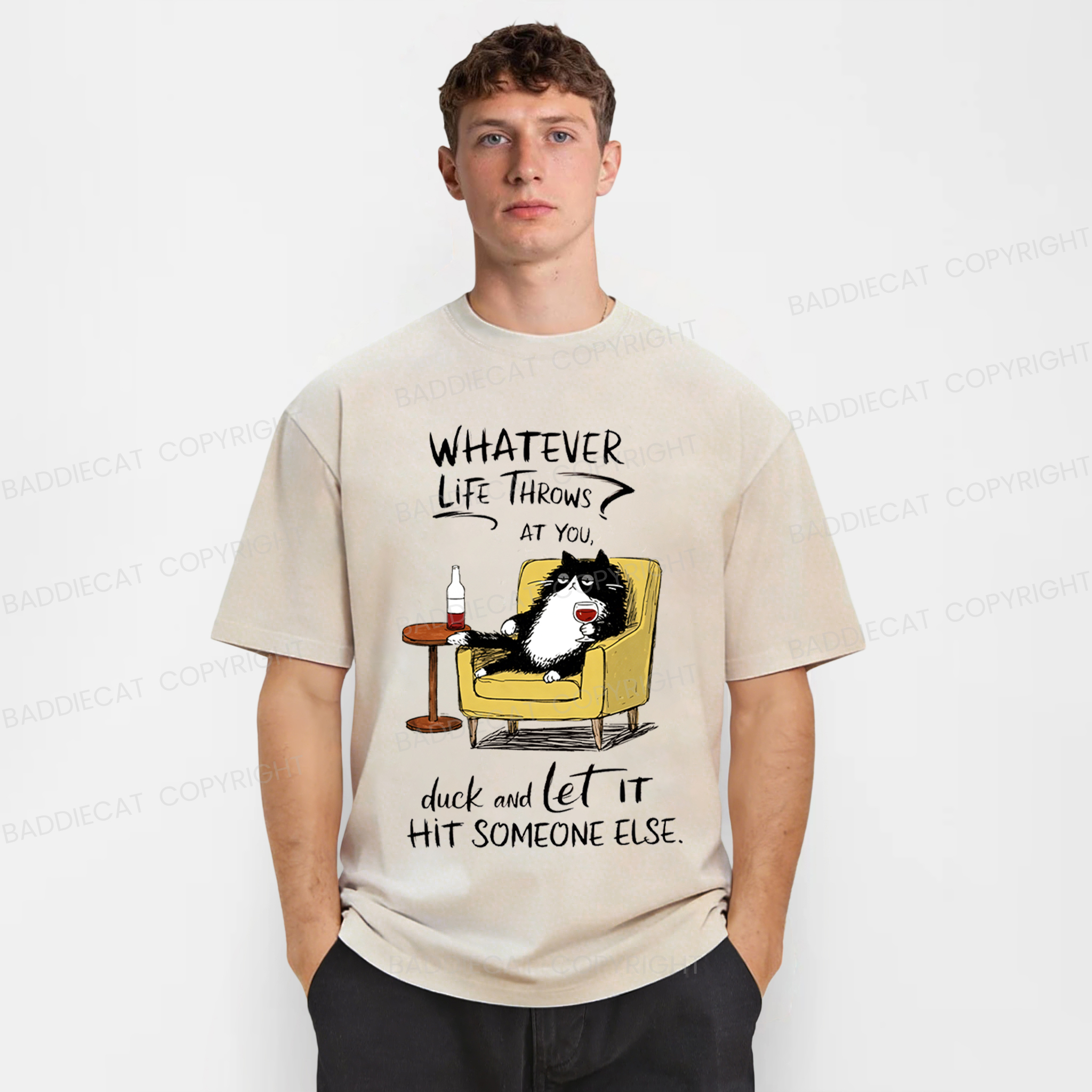 Baddiecat Noble Cat Washed T-shirt