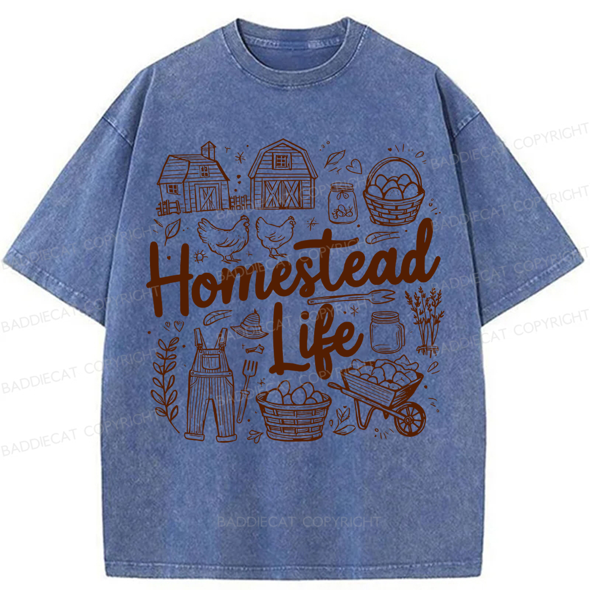 Baddiecat Homestead Life Washed T-shirt