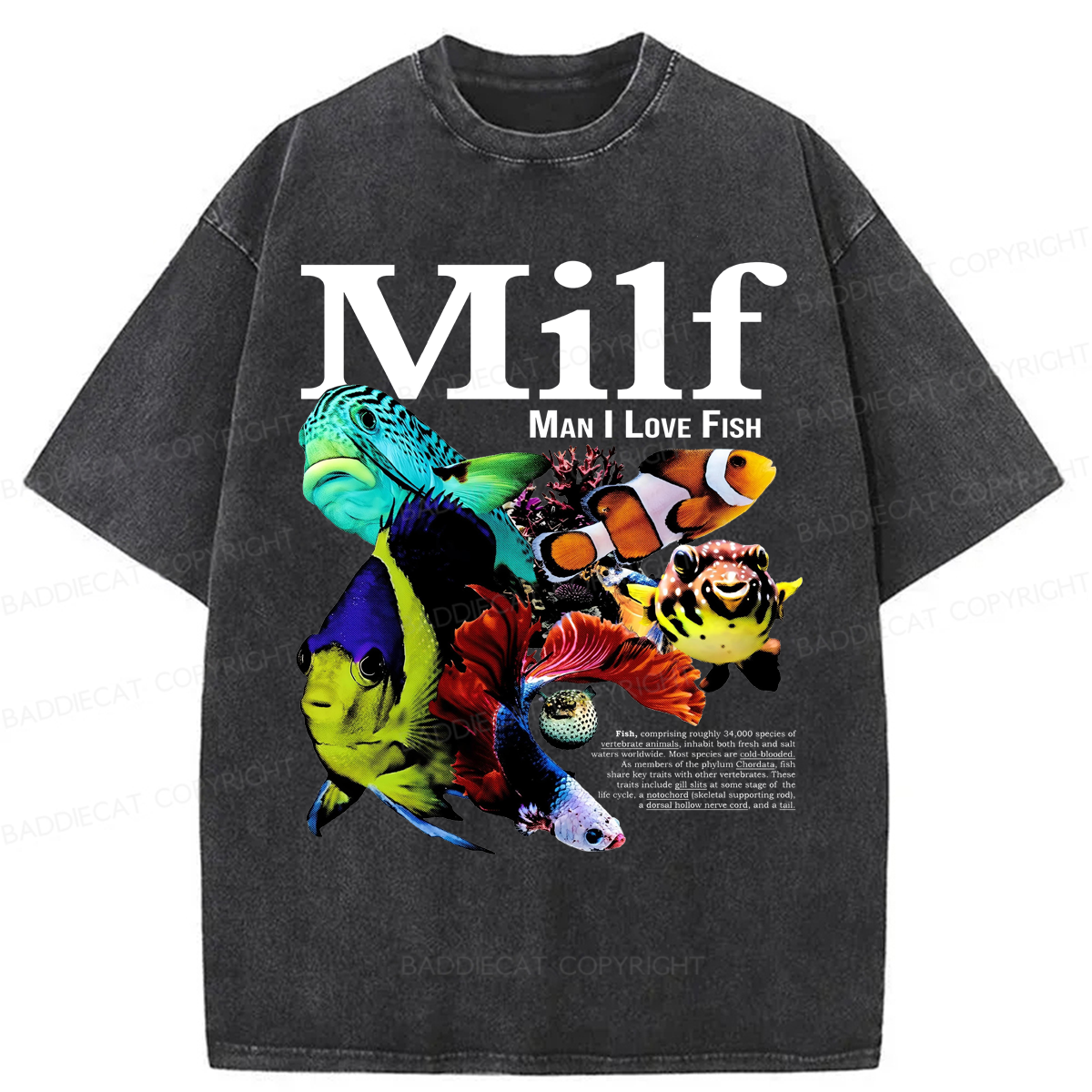 Baddiecat Man I Love Fish Washed T-shirt