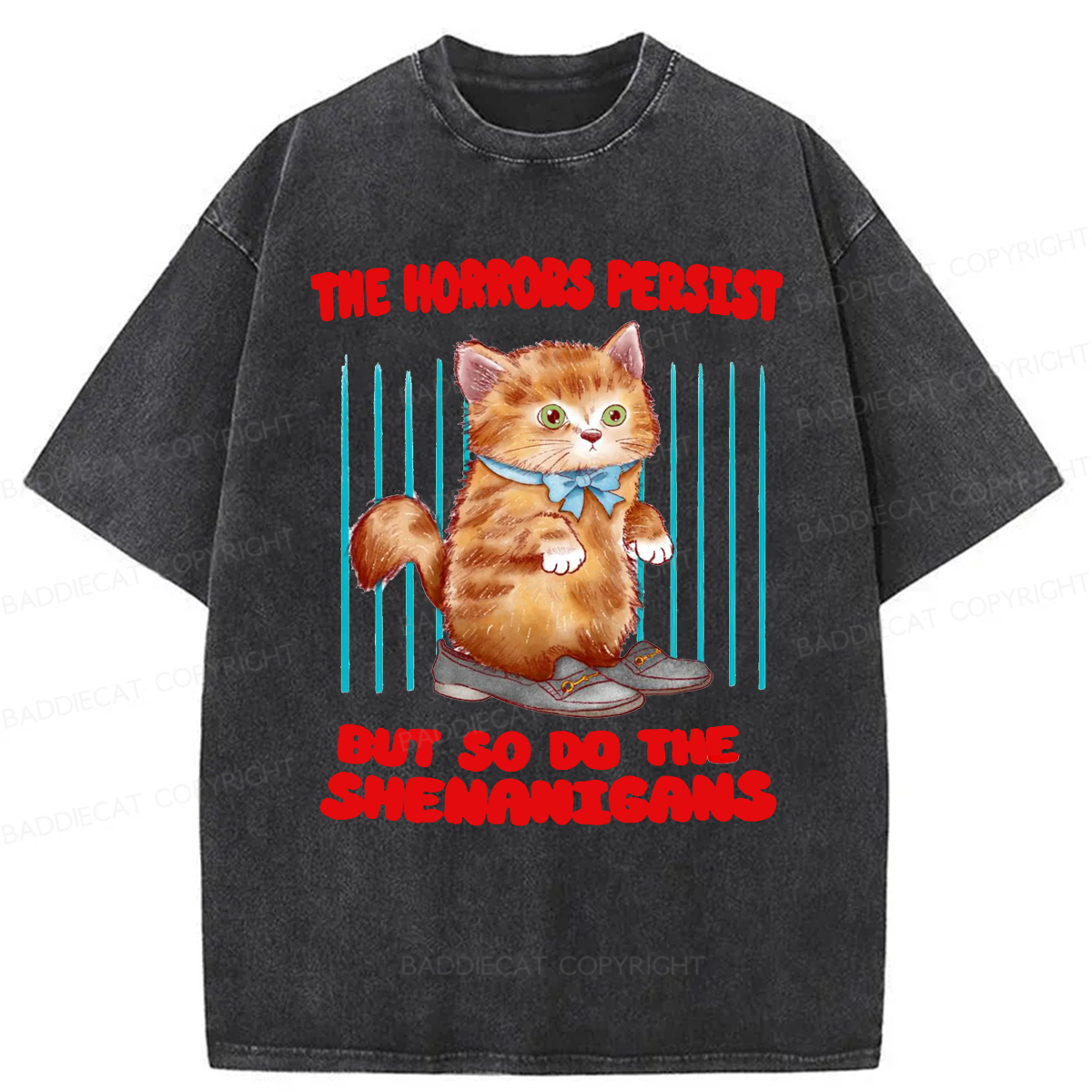 Baddiecat Horrific Shenanigans Washed T-shirt