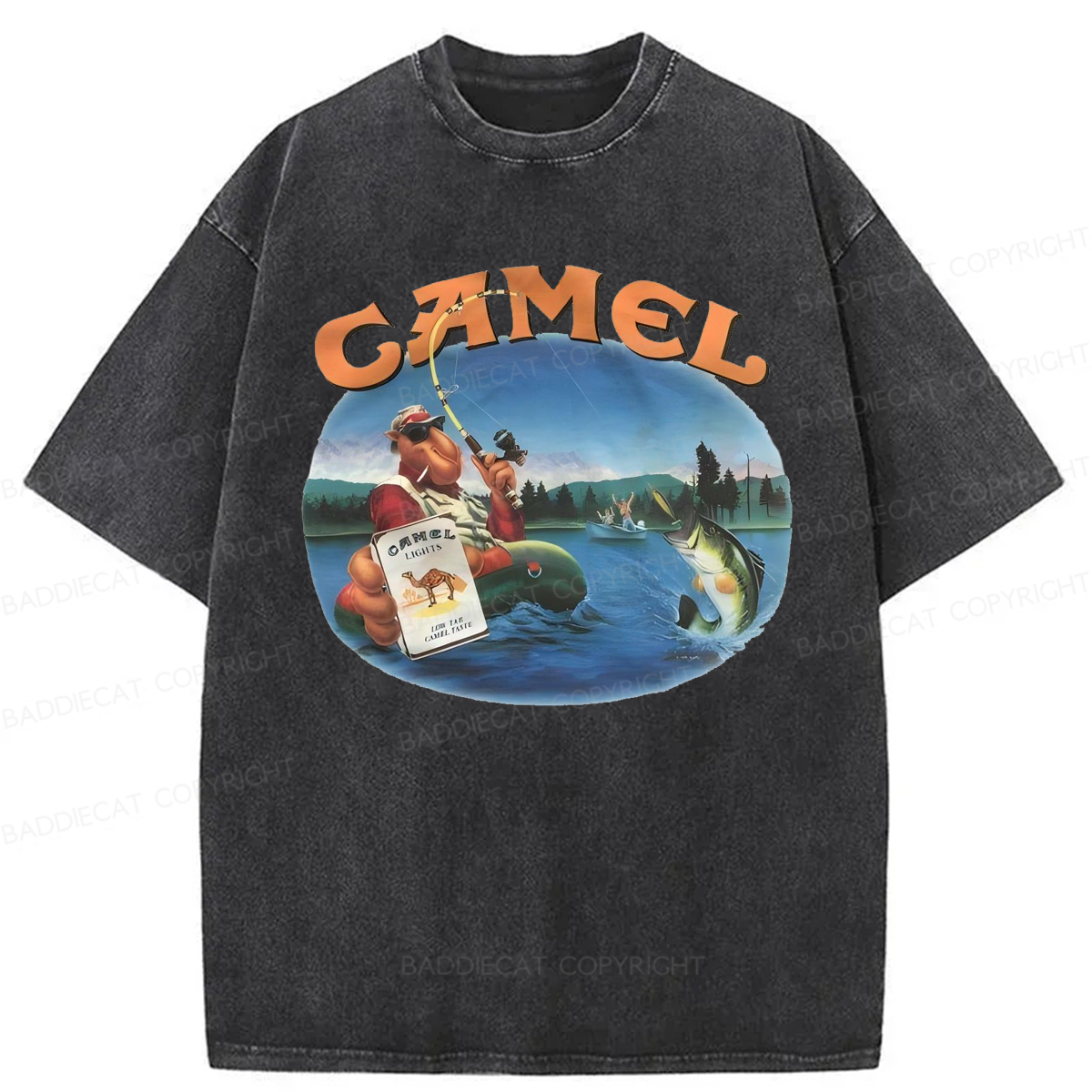 Baddiecat Funny Camel Washed T-shirt