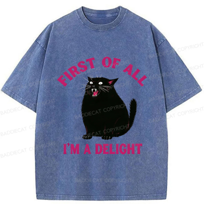 Baddiecat Funny Cat Washed T-shirt