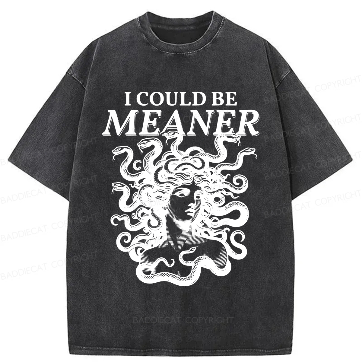 Baddiecat I Could Be Meaner Washed T-shirt