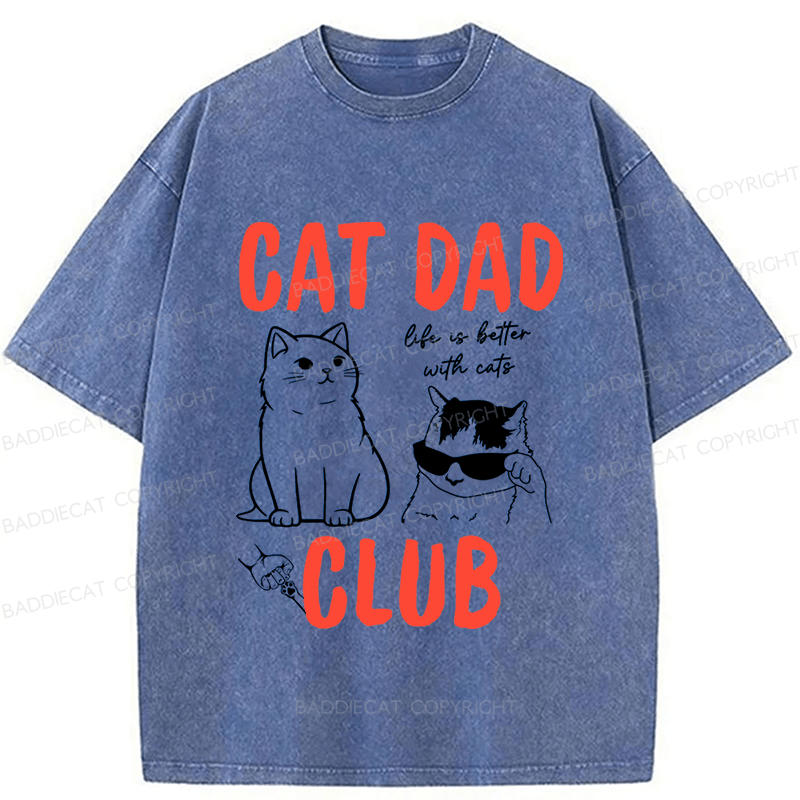Baddiecat Cat Dad Club Washed T-shirt