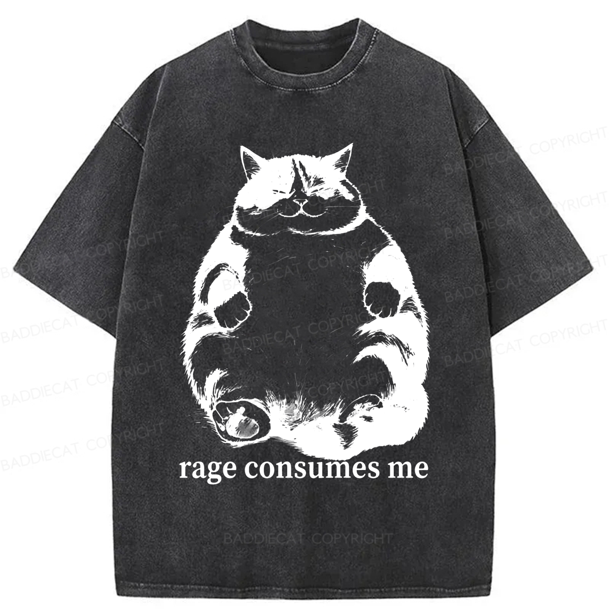 Baddiecat Rage Consumes Me Washed T-shirt