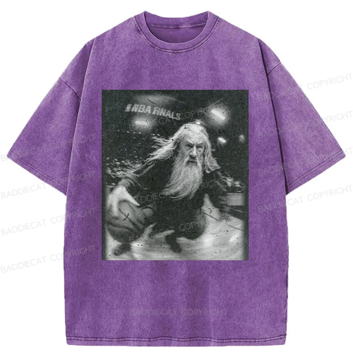 Baddiecat Funny Wizard Comfort Washed T-shirt