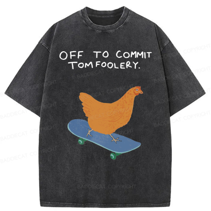 Baddiecat Off To Commit Tomfoolery Washed T-shirt