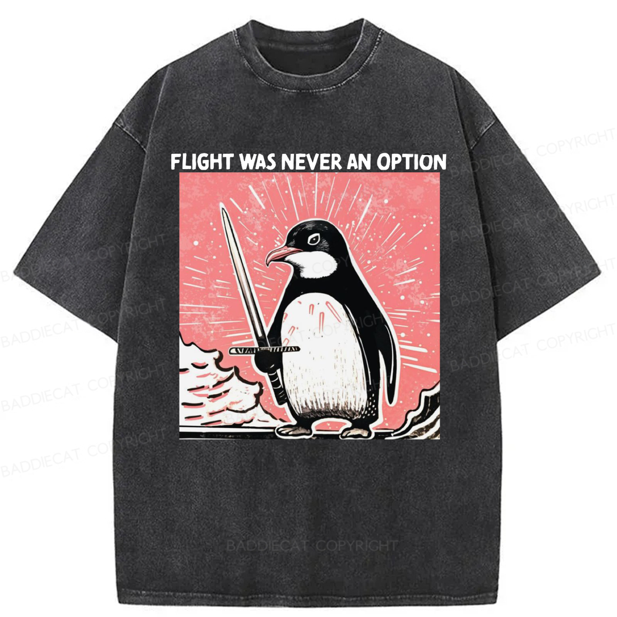 Baddiecat Fight Was Never An Option Washed T-shirt