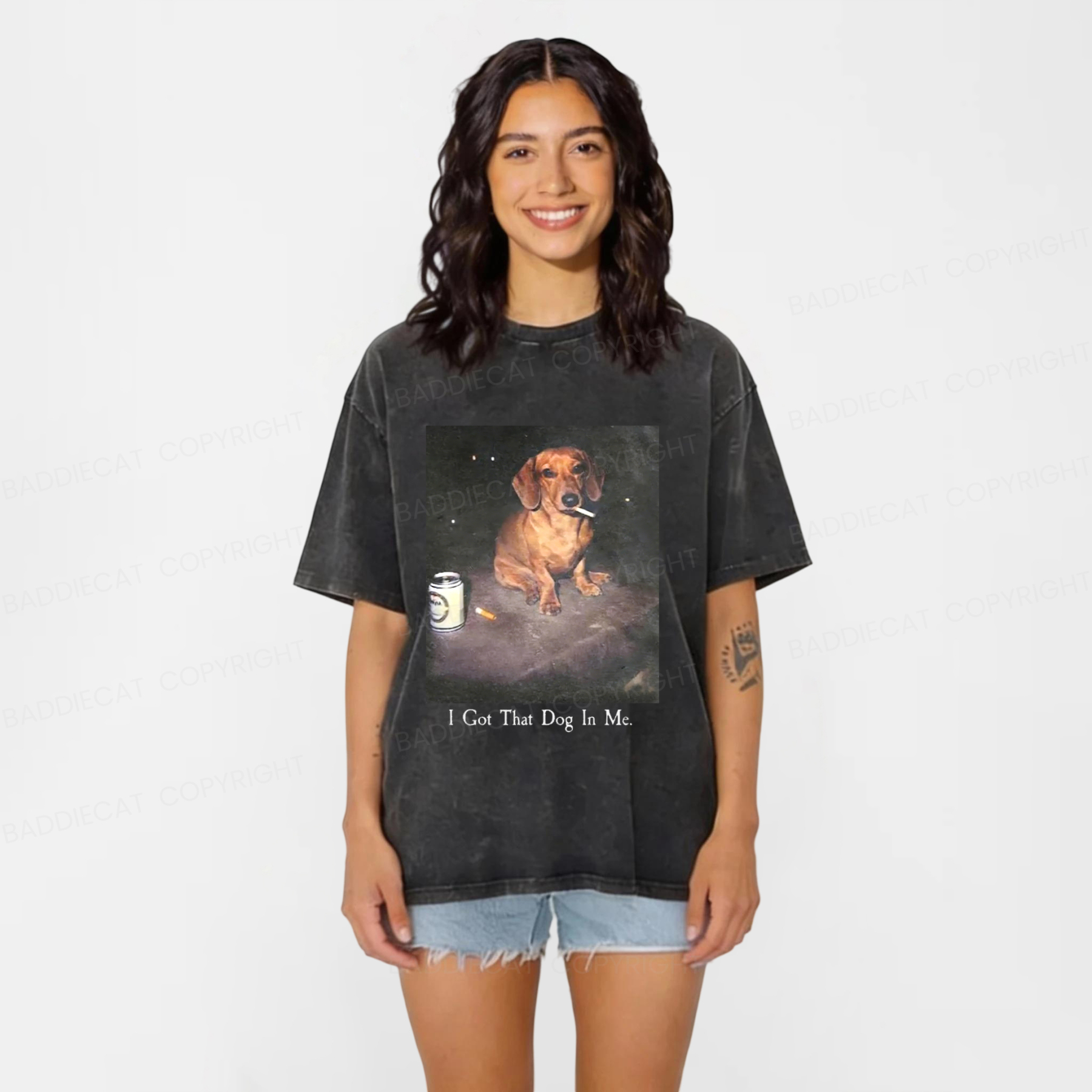 Baddiecat There's A Dog In My Bones Washed T-shirt