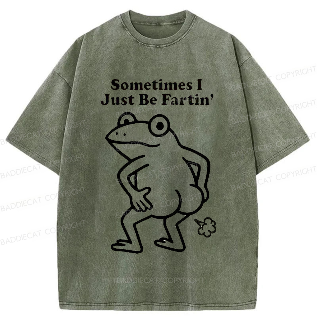 Baddiecat Farting Frog Washed T-shirt