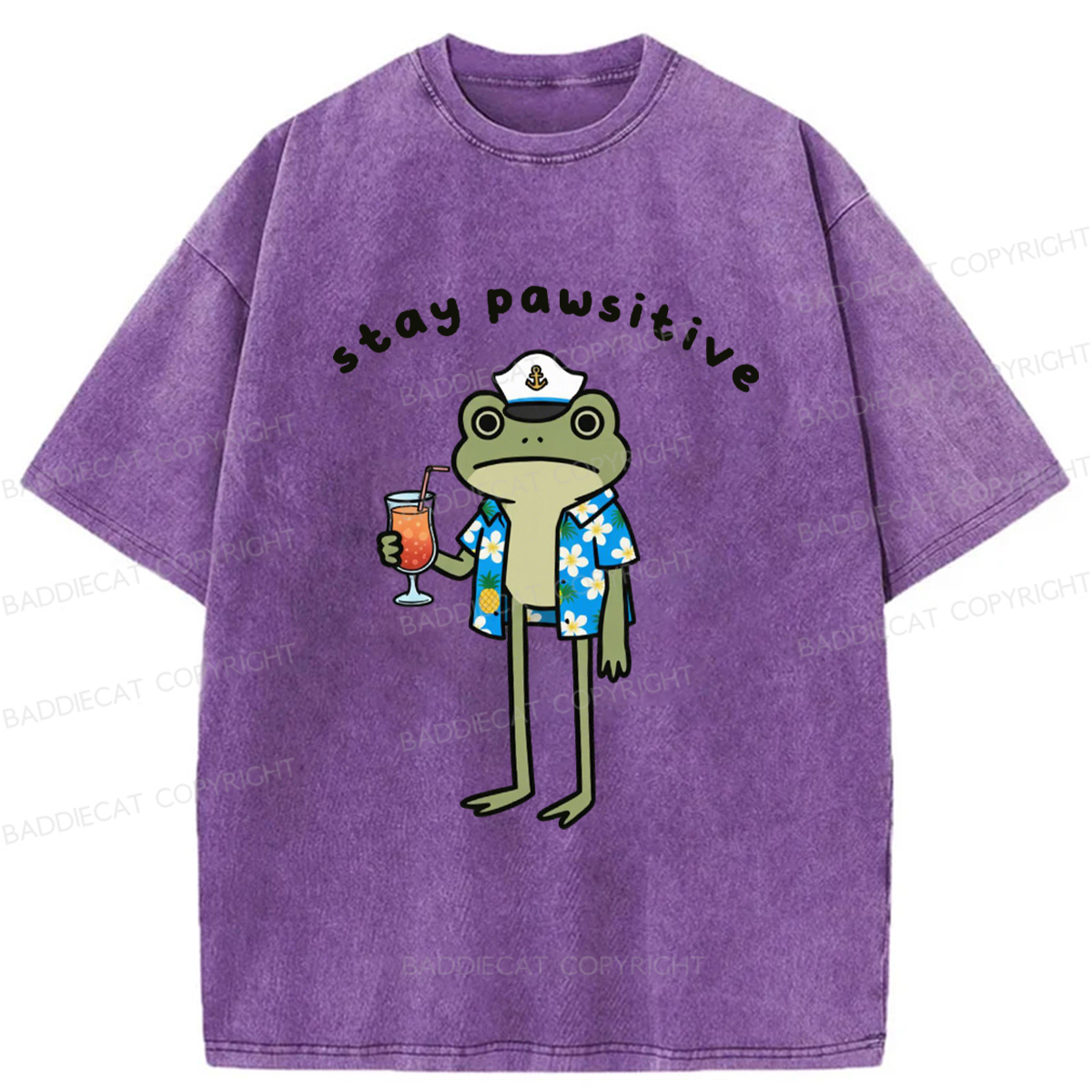 Baddiecat Optimistic Frog Washed T-shirt