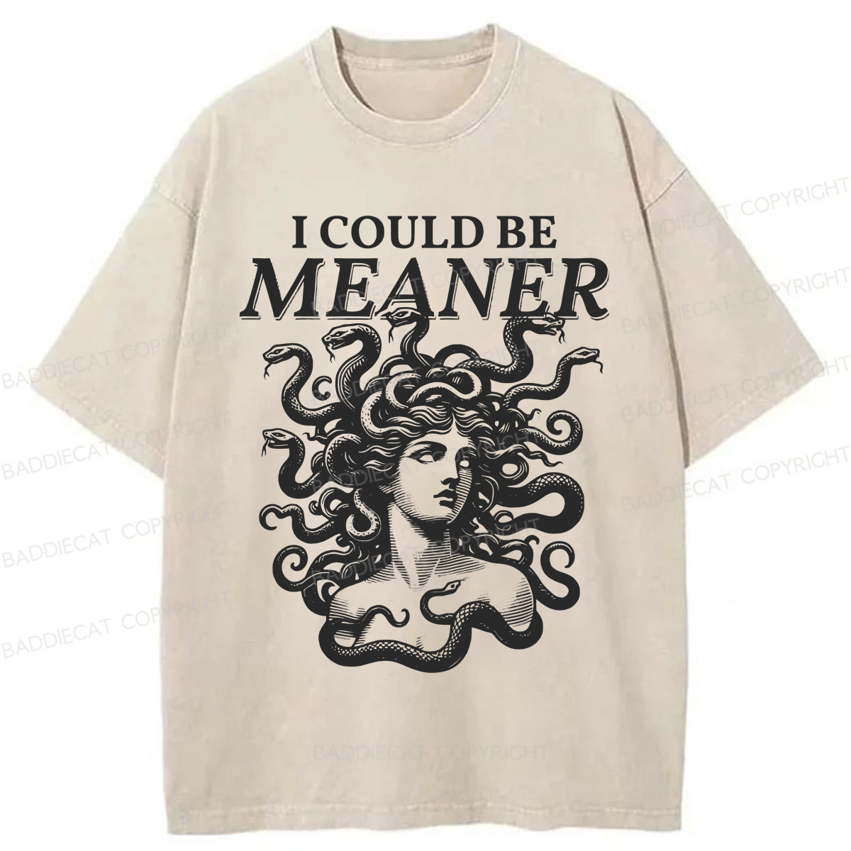 Baddiecat I Could Be Meaner Washed T-shirt
