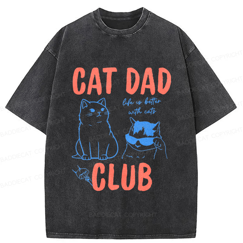 Baddiecat Cat Dad Club Washed T-shirt