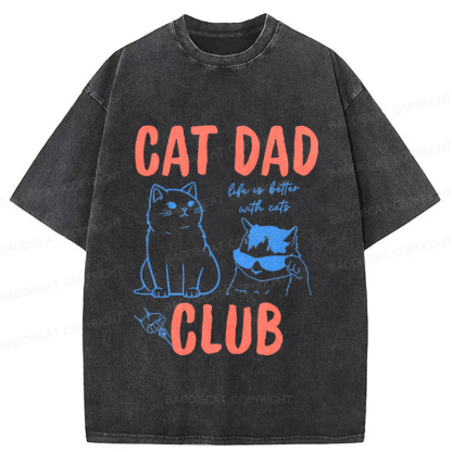 Baddiecat Cat Dad Club Washed T-shirt