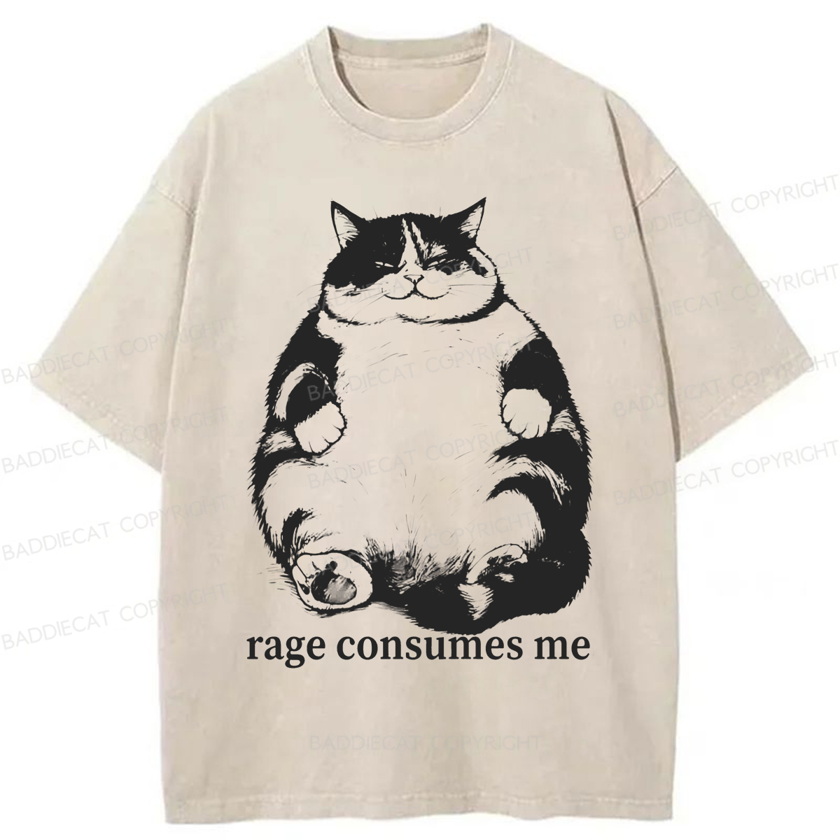 Baddiecat Rage Consumes Me Washed T-shirt