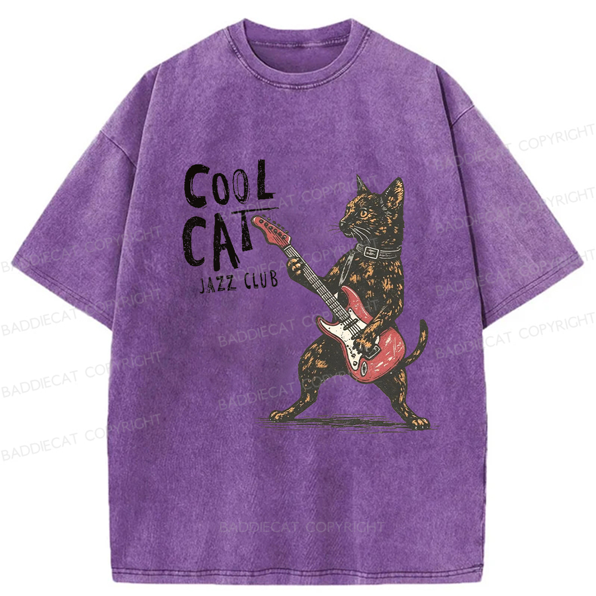 Baddiecat Cool Cat Band Washed T-shirt