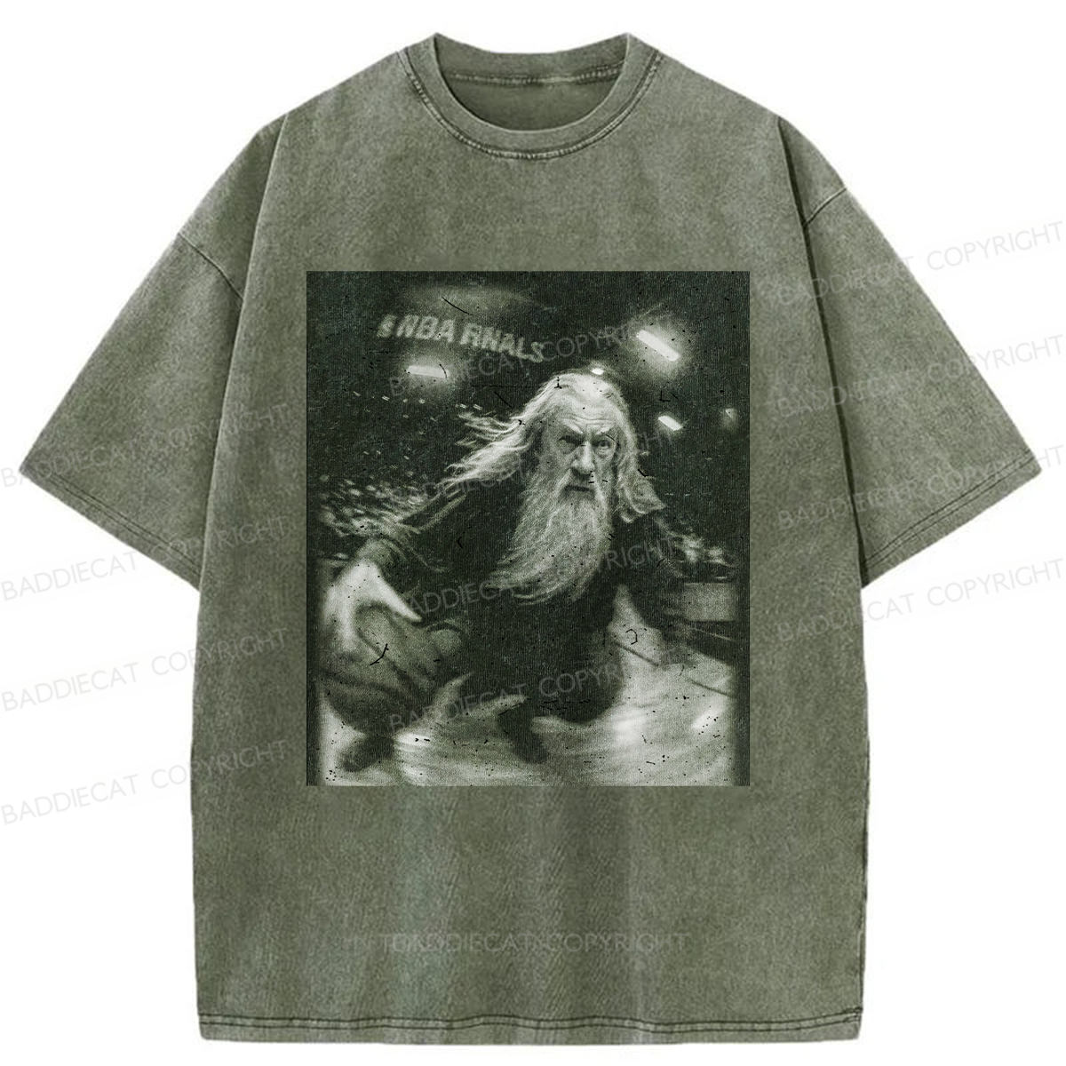 Baddiecat Funny Wizard Comfort Washed T-shirt