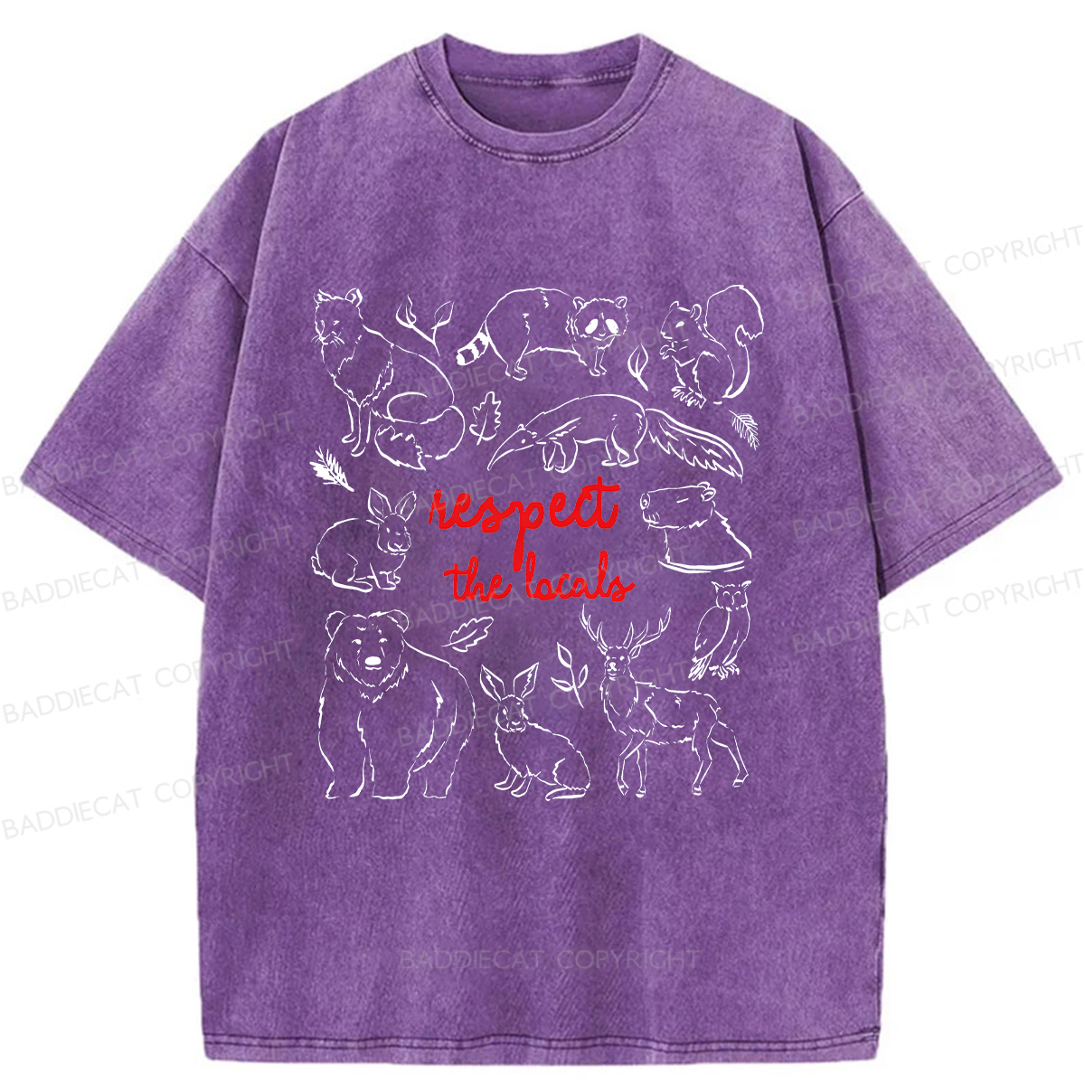 Baddiecat Love Animals Washed T-shirt
