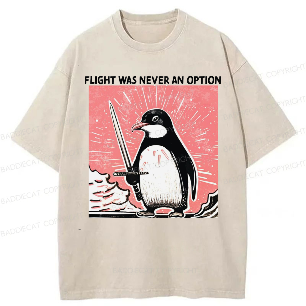 Baddiecat Fight Was Never An Option Washed T-shirt