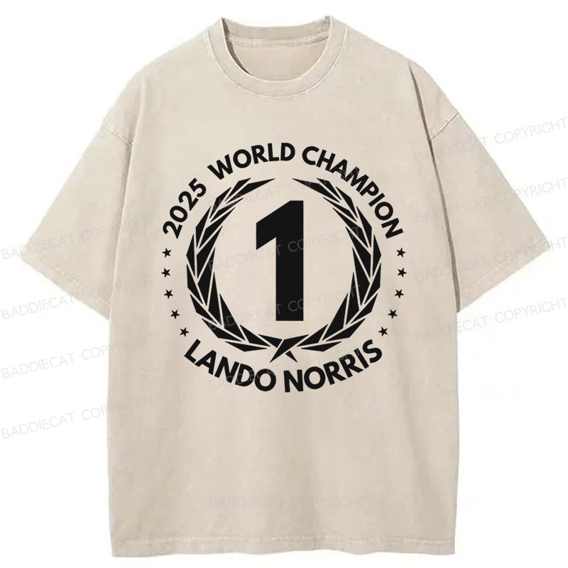 Baddiecat F1 2025 World Champion Lando Norris Washed T-shirt