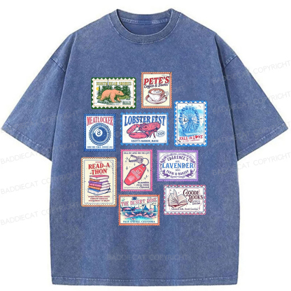Baddiecat Emily Henry Books Stamp Washed T-shirt