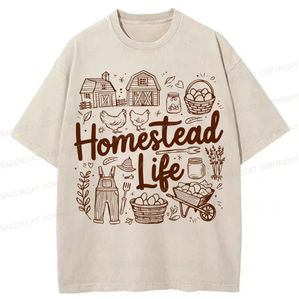 Baddiecat Homestead Life Washed T-shirt