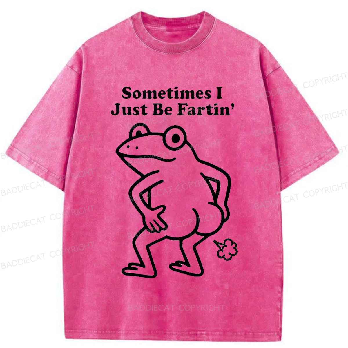Baddiecat Farting Frog Washed T-shirt