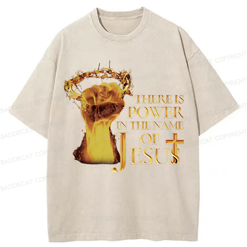 Baddiecat Jesus Christian Faith Washed T-shirt