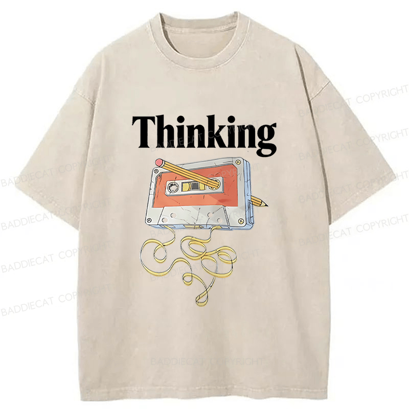 Baddiecat Tape Thinking Washed T-shirt