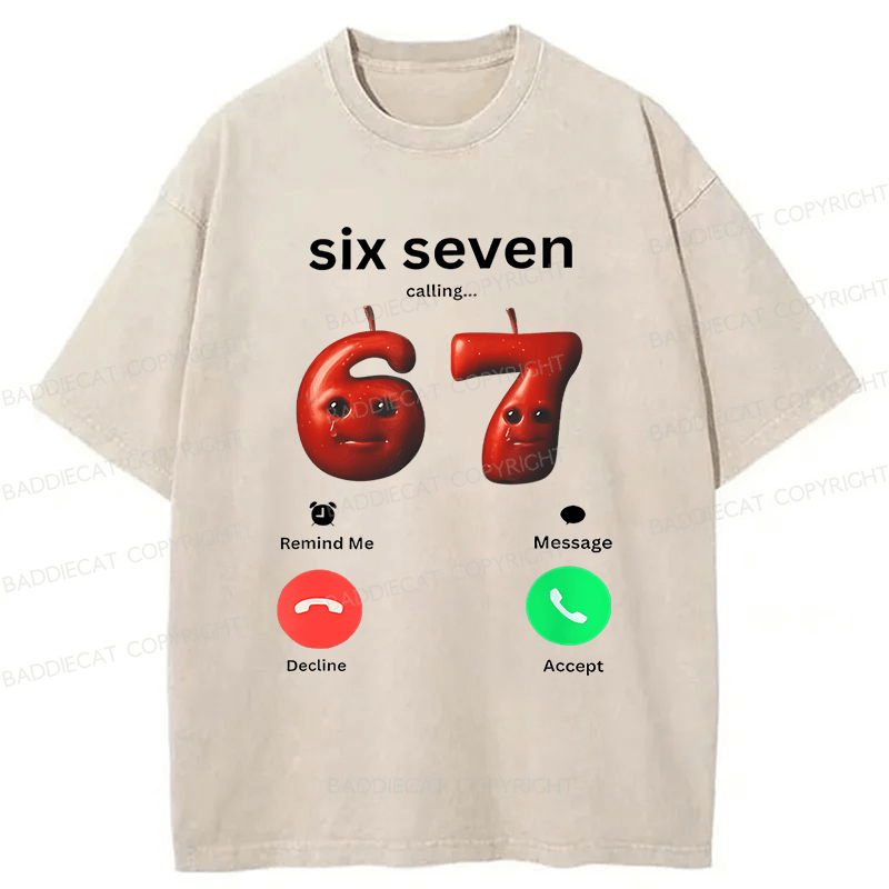 Baddiecat Sixty-Seven Fans Calling Washed T-shirt