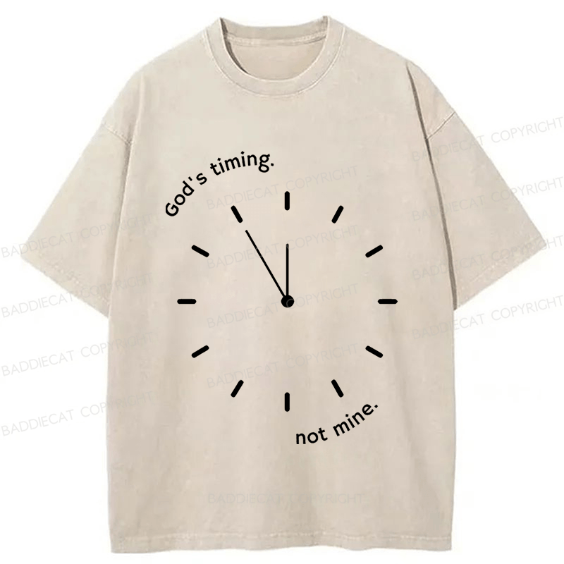 Baddiecat God's Timing Not Mine Washed T-shirt