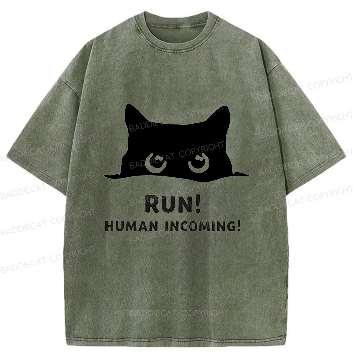 Baddiecat Timid kitten Washed T-shirt