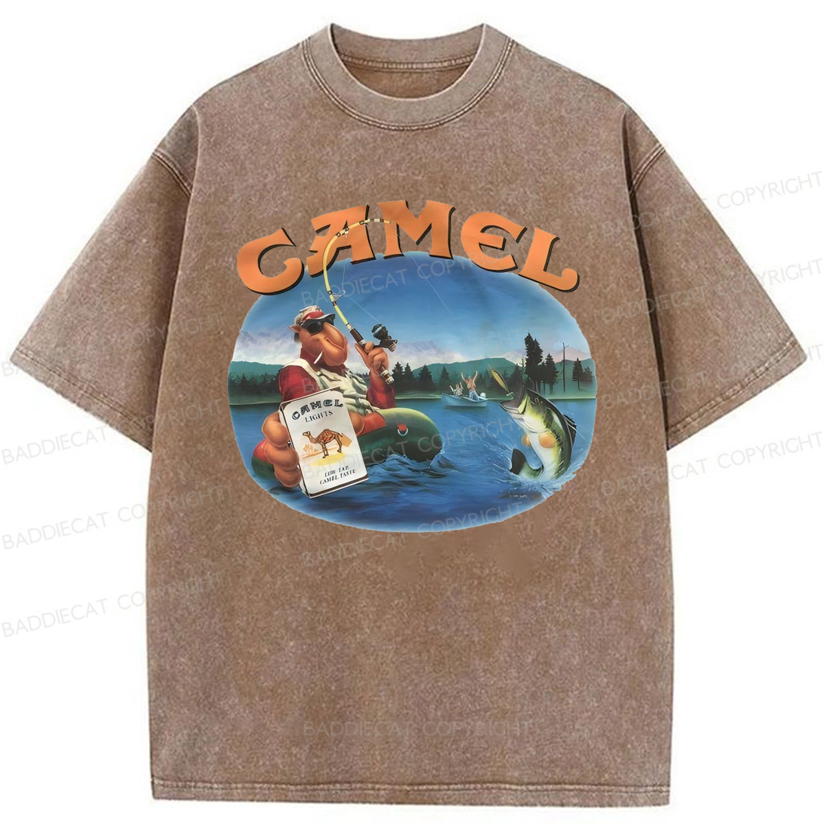 Baddiecat Funny Camel Washed T-shirt