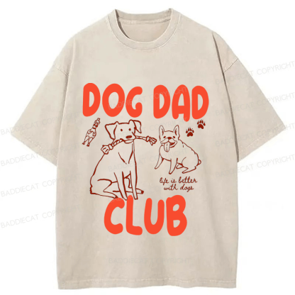 Baddiecat Dog Dad Club Washed T-shirt