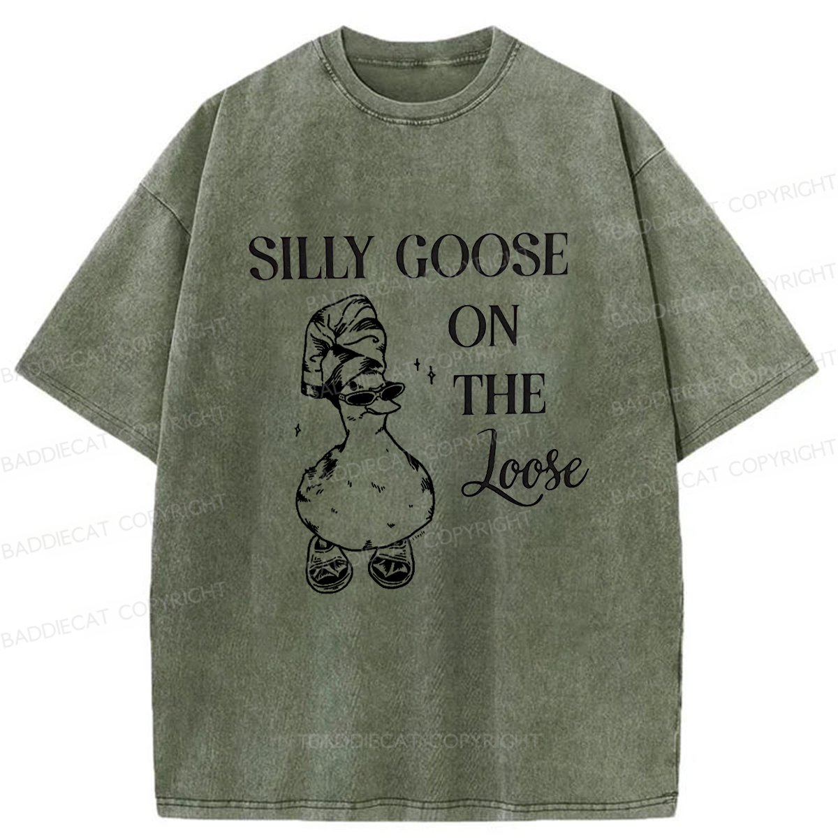 Baddiecat Silly Goose On The Loose Washed T-shirt