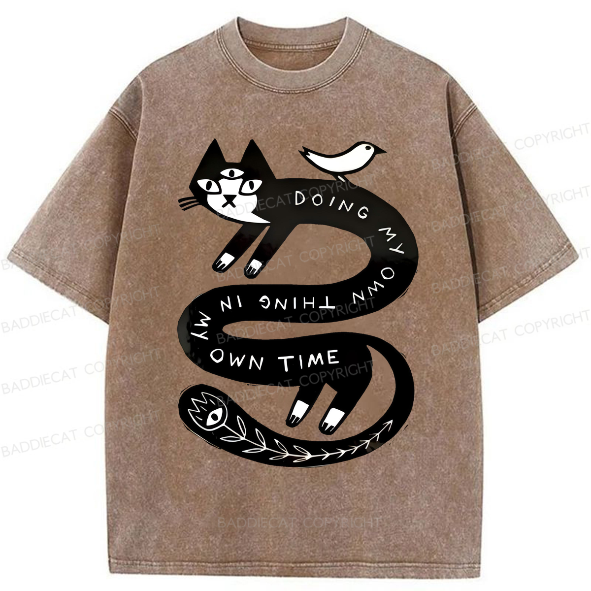 Baddiecat Doing My Own Thing Weird Cat Washed T-shirt