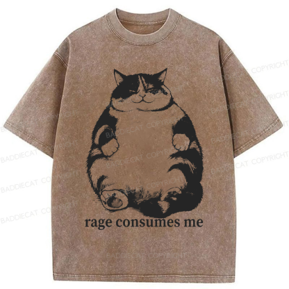 Baddiecat Rage Consumes Me Washed T-shirt