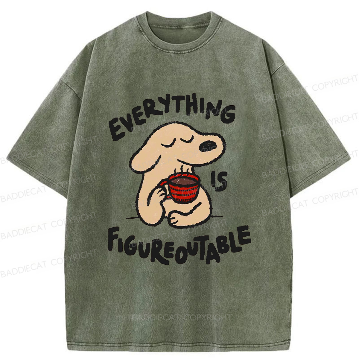 Baddiecat Happy Puppy Washed T-shirt