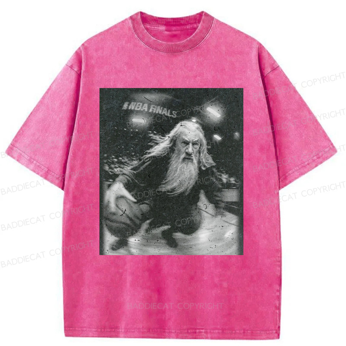 Baddiecat Funny Wizard Comfort Washed T-shirt