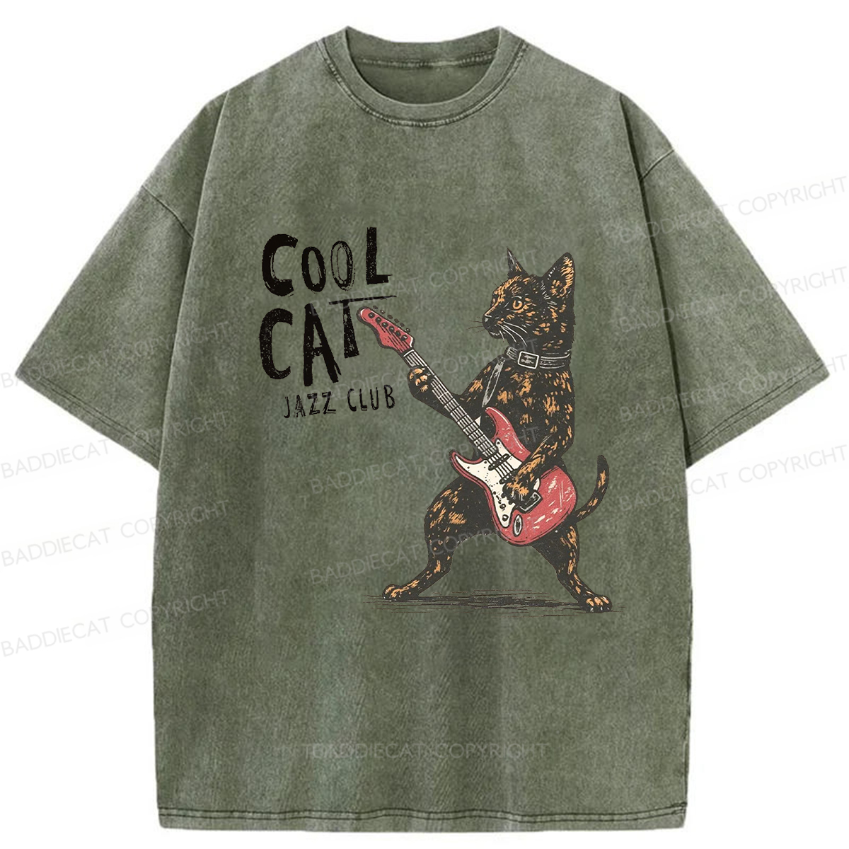 Baddiecat Cool Cat Band Washed T-shirt